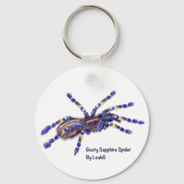 Gooty Sapphire Tarantula Spider Personalized Key Ring (Front)