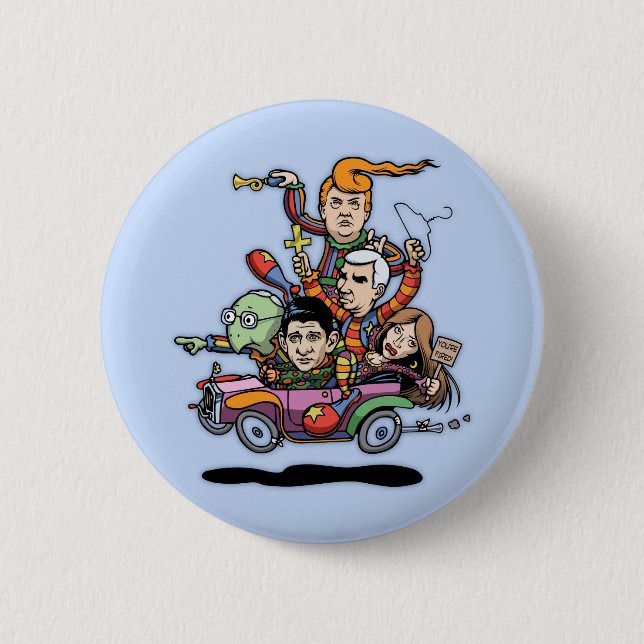 GOP Clown Car '16 6 Cm Round Badge (Front)
