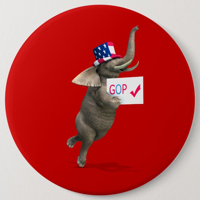 GOP Elephant 6 Cm Round Badge (Front)