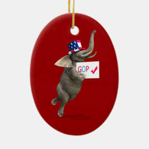 GOP Elephant Ceramic Tree Decoration