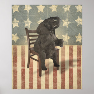 GOP Elephant Takes Over the Chair Funny Politics Poster