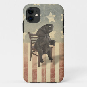 GOP Elephant Takes the Chair Funny Politics Humour Case-Mate iPhone Case
