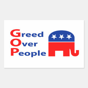 GOP - Greed Over People Rectangular Sticker