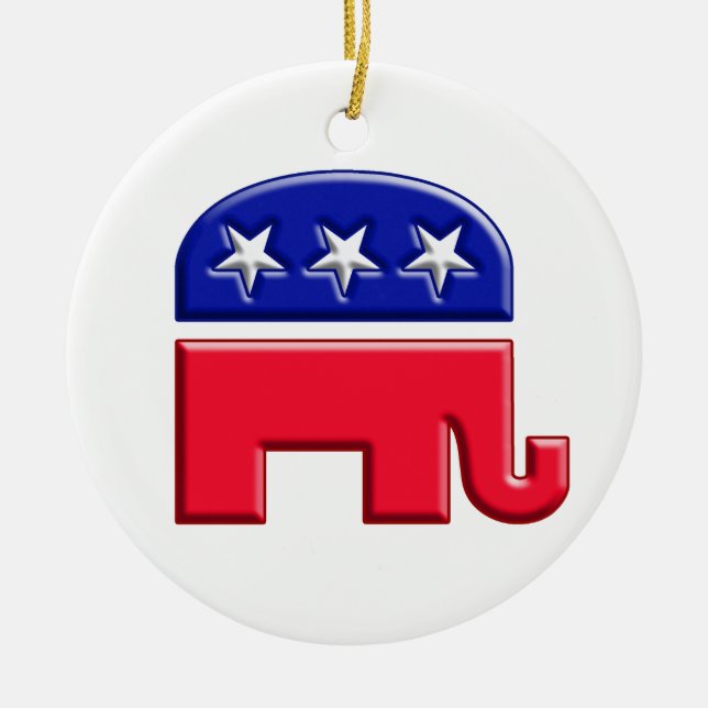 GOP Logo Elephant Ceramic Tree Decoration (Front)