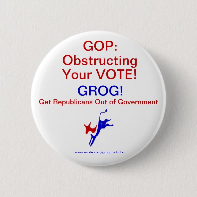 GOP Obstructing Vote! Pin/Button 6 Cm Round Badge (Front)