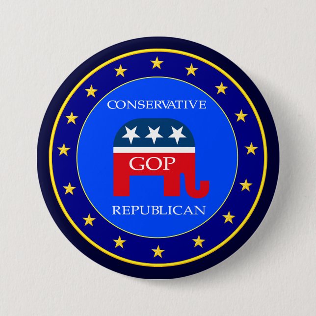 GOP USA 7.5 CM ROUND BADGE (Front)