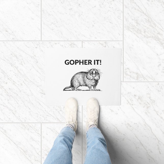 Gopher It Funny Gopher Pun Doormat (Indoor)
