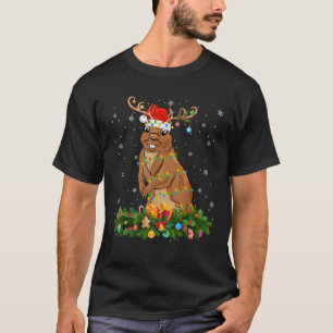 Gopher Xmas Lighting Reindeer Santa Hat Gopher Chr T-Shirt