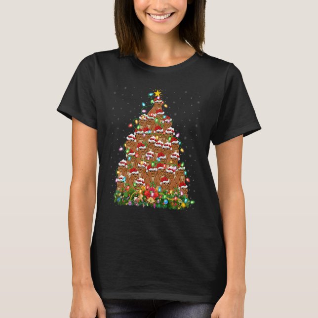 Gopher  Xmas Lights Santa Gopher Christmas Tree T-Shirt (Front)