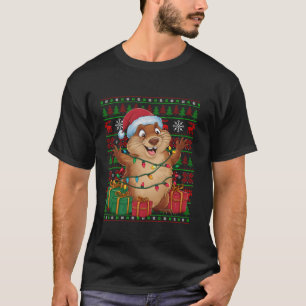 Gopher Xmas Lights Ugly Santa Hat Gopher Christmas T-Shirt