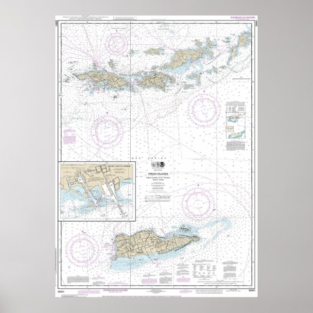 Gorda to St Thomas and St Croix Nautical Chart (Front)