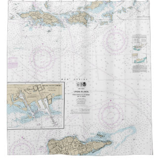 Gorda to St Thomas and St Croix Nautical Chart Shower Curtain