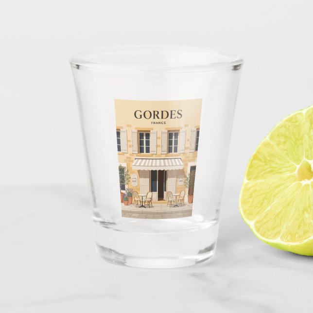 Gordes cafe facade France Shot Glass (Front)