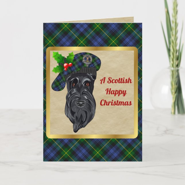 Gordon Badge & Tartan Personalised Xmas Card (Front)