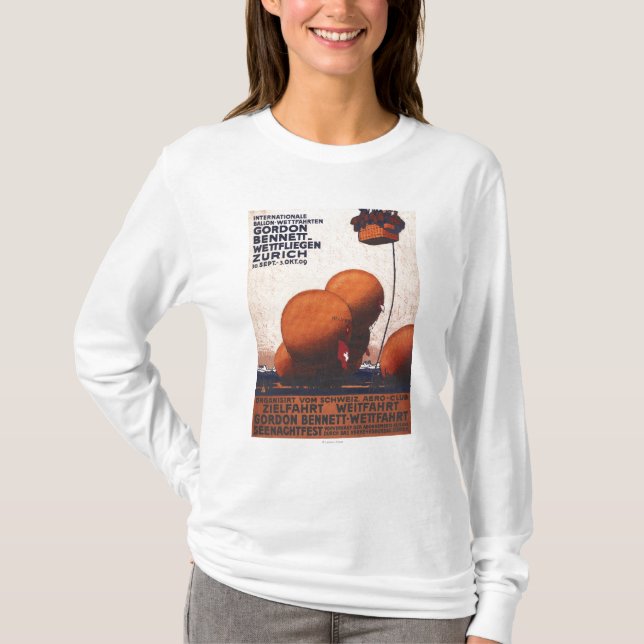 Gordon Bennett Hot-Air Balloon Race Poster T-Shirt (Front)