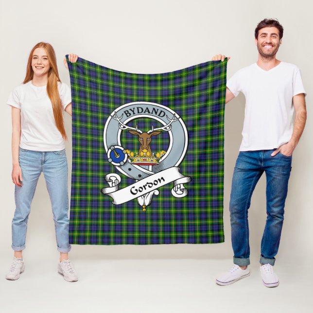 Gordon Clan Badge Tartan Plaid Fleece Blanket (In Situ)