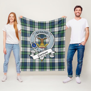 Gordon Dress Ancient Clan Badge Tartan Plaid Fleece Blanket