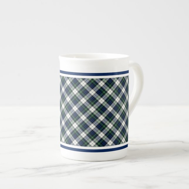 Gordon Family Dress Tartan Blue and White Plaid Bone China Mug (Front Right)