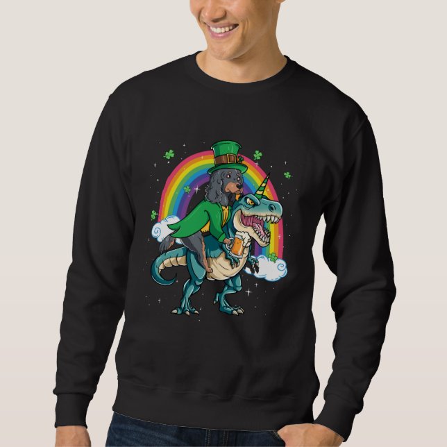 Gordon Setter Beer Dino Rex Horn Rainbow Sweatshirt (Front)