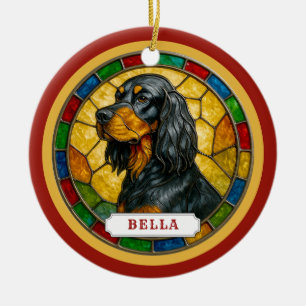 Gordon Setter Dog Ceramic Circle Ornament