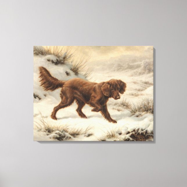 Gordon Setter Dog in a Snowy Winter Landscape Canvas Print (Front)