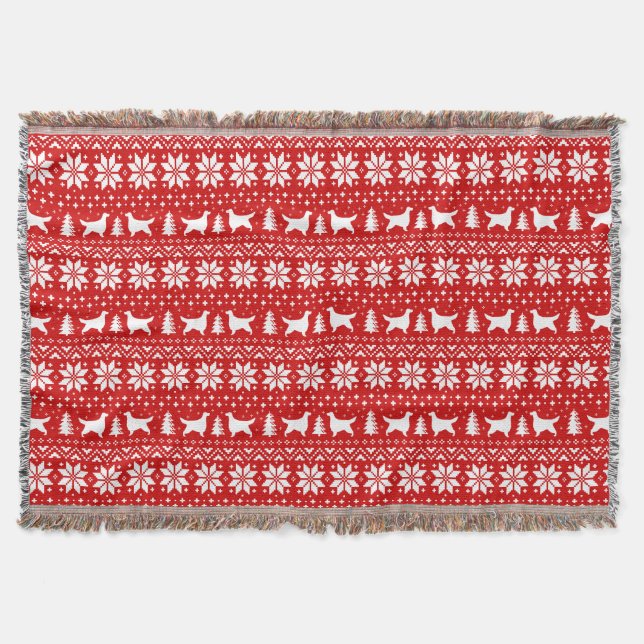 Gordon Setter Dog Silhouettes Christmas Holiday Throw Blanket (Front)