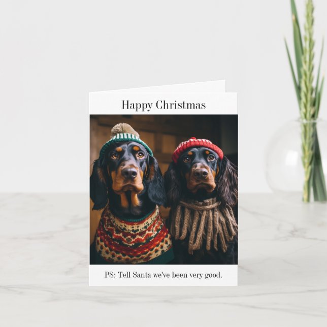 Gordon Setter Dogs Christmas Card (Front)