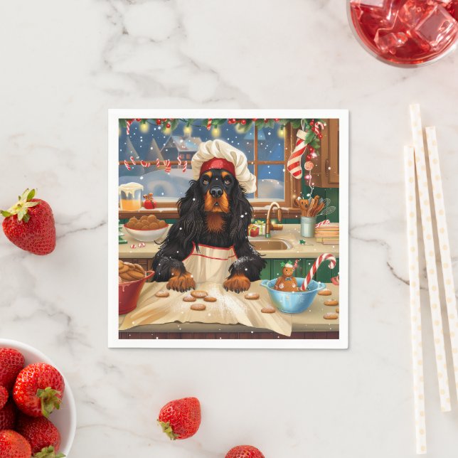 Gordon Setter Holiday Baking: Festive Christmas Napkin (Insitu)