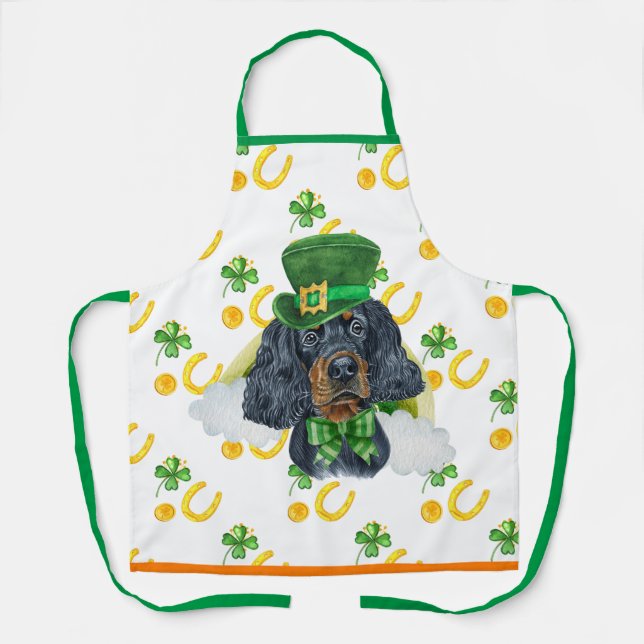 Gordon Setter Holiday Decor St Patrick's Day Dog Apron (Front)