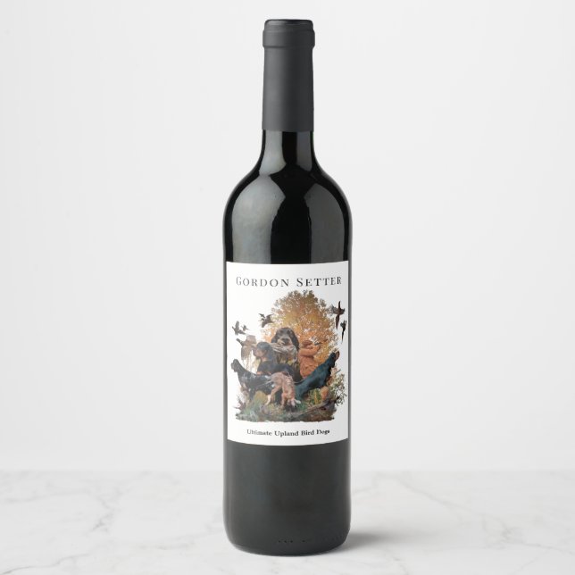 Gordon Setter,hunting season Wine Label (Front)