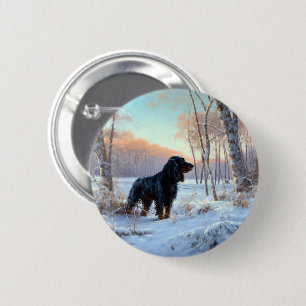Gordon Setter Let It Snow Christmas 6 Cm Round Badge