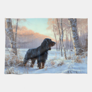 Gordon Setter Let It Snow Christmas Tea Towel