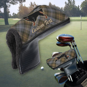 Gordon Setter over Weathered Gordon Tartan Golf Head Cover