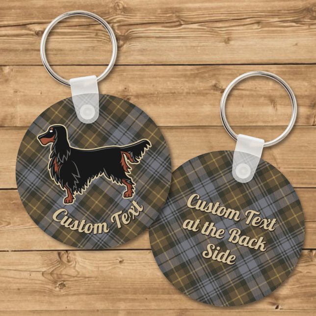 Gordon Setter over Weathered Gordon Tartan Key Ring (Creator Uploaded)