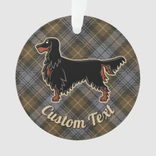 Gordon Setter over Weathered Gordon Tartan Ornament