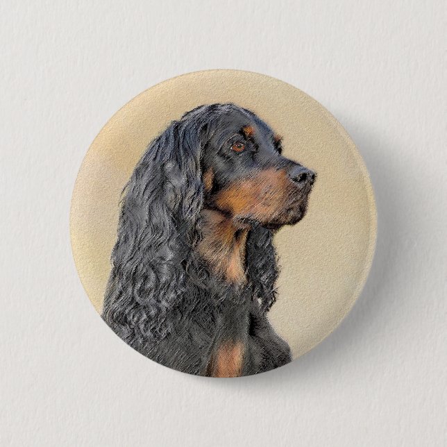 Gordon Setter Painting - Cute Original Dog Art 6 Cm Round Badge (Front)