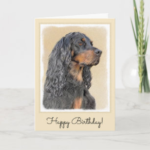 Gordon Setter Painting - Cute Original Dog Art Card