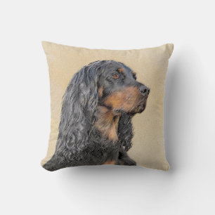Gordon Setter Painting - Cute Original Dog Art Cushion
