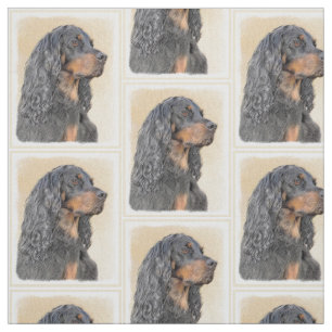Gordon Setter Painting - Cute Original Dog Art Fabric