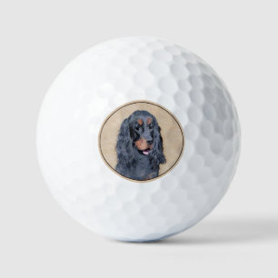 Gordon Setter Painting - Cute Original Dog Art Golf Balls