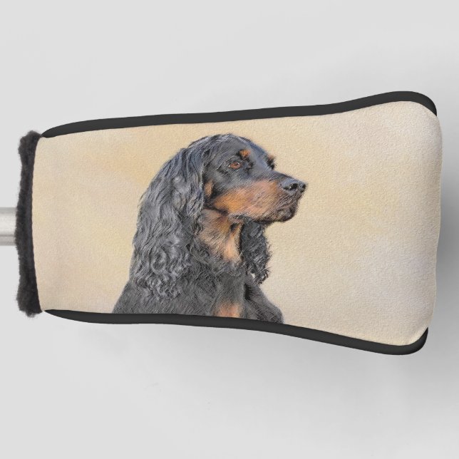 Gordon Setter Painting - Cute Original Dog Art Golf Head Cover (Front)