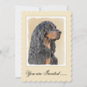 Gordon Setter Painting - Cute Original Dog Art Invitation