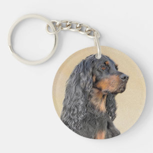 Gordon Setter Painting - Cute Original Dog Art Key Ring