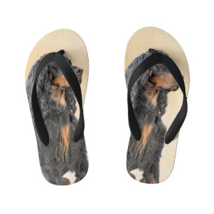 Gordon Setter Painting - Cute Original Dog Art Kid's Jandals