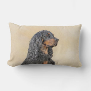 Gordon Setter Painting - Cute Original Dog Art Lumbar Cushion
