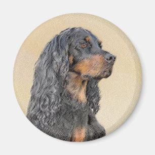 Gordon Setter Painting - Cute Original Dog Art Magnet