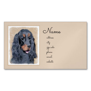 Gordon Setter Painting - Cute Original Dog Art Magnetic Business Card