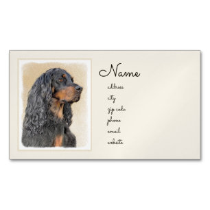 Gordon Setter Painting - Cute Original Dog Art Magnetic Business Card