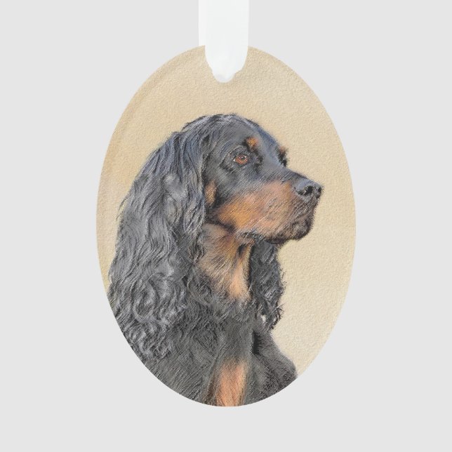 Gordon Setter Painting - Cute Original Dog Art Ornament (Front)