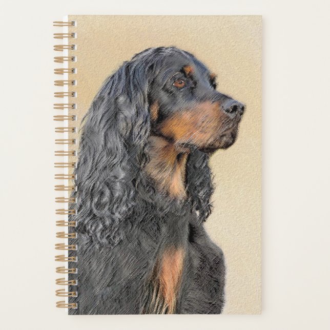 Gordon Setter Painting - Cute Original Dog Art Planner (Front)